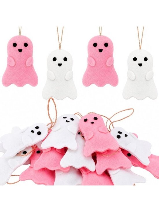 Other - 24 Pcs Halloween Ghost Hanging Ornaments Small Tree Decoration 2.4" White Pink